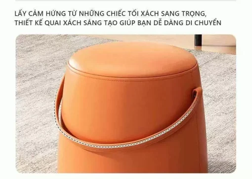 Ghế Đôn Da Có Quai Xách Sang Trọng Hiện Đại – GC25