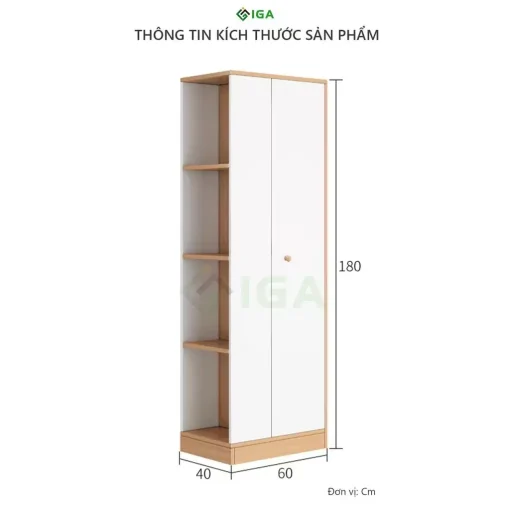 Tủ Quần Áo – Vân Gỗ Trắng – GP222.31