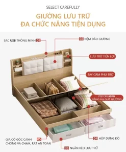 Giường Ngủ Hiện Đại – GP235 / GP235A Tặng Kèm Kệ Đầu Giường